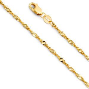 14KY Yellow Gold Solid Singapor Chain
