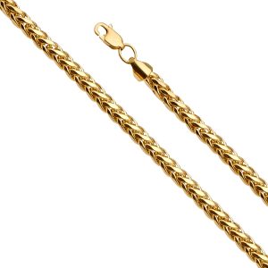 14KY Yellow Gold Hollow Wheat Chain