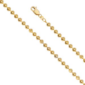 14KY Yellow Gold Solid Moon Cut Ball Chain
