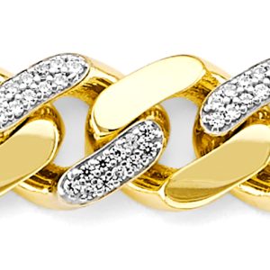 14KY Yellow Gold Hollow Monaco Plain CZ Lock Chain