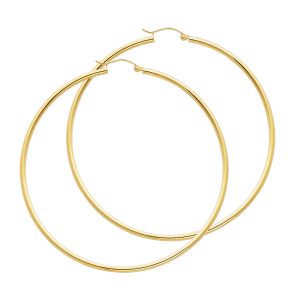 14KY Yellow Gold 2mm Latch Hoop Earring