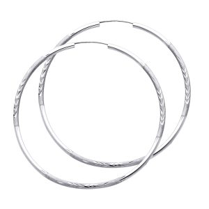 14KW White Gold 2mm Budded Hoop Earring