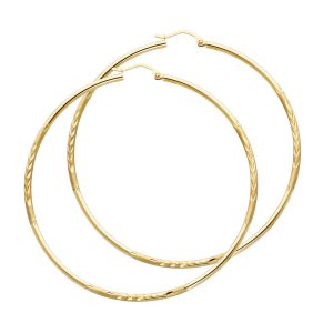 14KY Yellow Gold 2mm Latch Hoop Earring