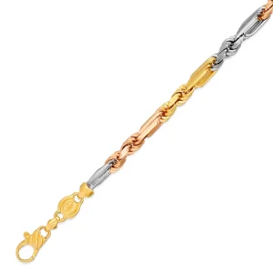 14K 3C Gold Solid Figaro-Rope Chain
