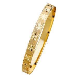 14KY Yellow Gold Solid Star Bangle