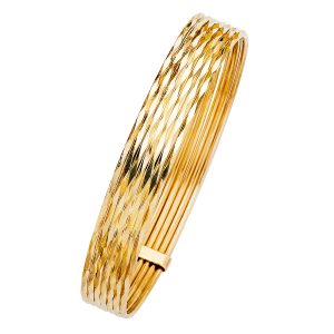 14KY Yellow Gold Solid 7 Days Bangle