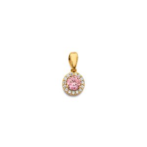 14KY Yellow Gold 5mm CZ Round Birth stone Pendant