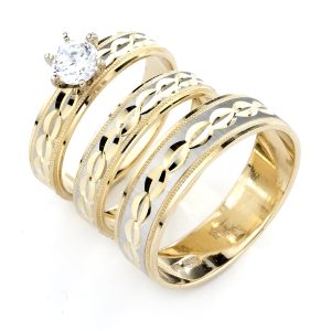 14K 2T Gold (Size 10 X 7) Comfort Fit Trio Band