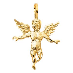 14KY Yellow Gold 18mm x 17mm Angel Pendant