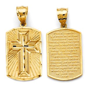 14KY Yellow Gold 35mm x 15mm Double Face Religious Pendant
