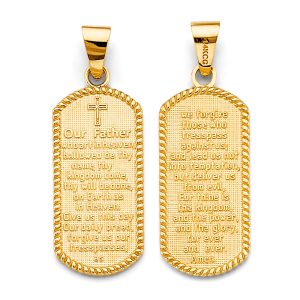 14KY Yellow Gold 40mm x 13mm Double Face Religious Pendant