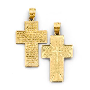 14KY Yellow Gold 35mm x 20mm Double Face Religious Pendant