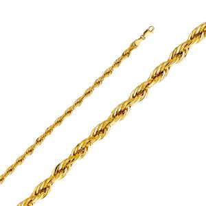 14K Yellow Gold Solid Rope Diamond Cut chain