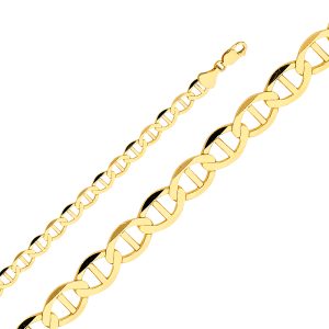 14KY Yellow Gold Solid Flat Mariner Chain