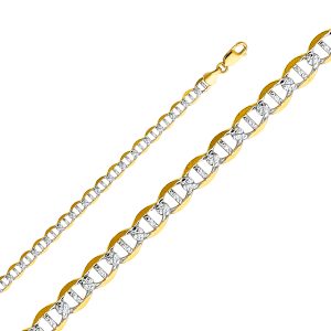 14K W/P Gold Solid Flat Mariner Chain
