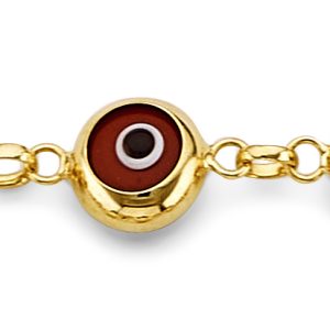 14KY Yellow Gold (Size 7.5) Evil Eye Bracelet