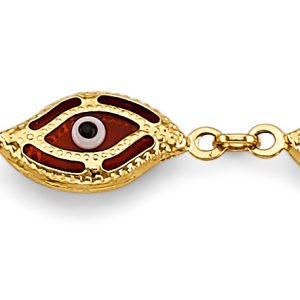 14KY Yellow Gold (Size 7.5) Evil Eye Bracelet