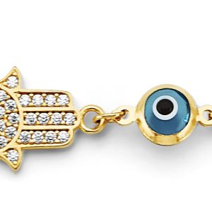 14KY Yellow Gold (Size 7+1) Evil Eye Bracelet