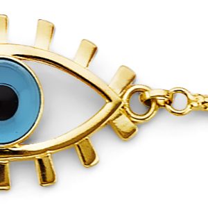 14KY Yellow Gold (Size 7+1) Evil Eye Bracelet