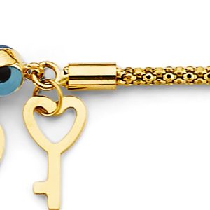 14KY Yellow Gold (Size 7+1) Evil Eye Bracelet