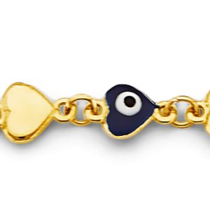 14KY Yellow Gold (Size 7+1) Evil Eye Bracelet