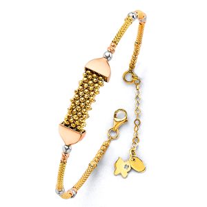 14K 3C Gold Adustable Lady Bangle