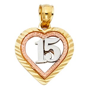 14K 3C Gold 15 Years Pendant