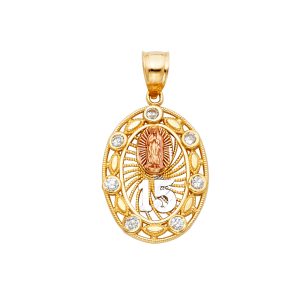 14K 3C Gold CZ 15 Years Pendant