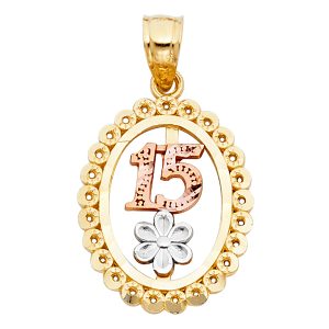 14K 3C Gold 15 Years Pendant