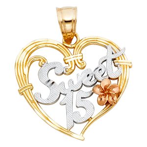 14K 3C Gold 15 Years Pendant
