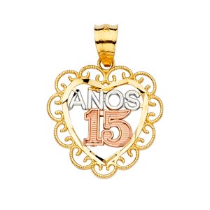 14K 3C Gold 15 Years Pendant