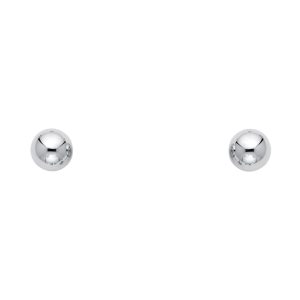 14KW White Gold Ball Shape (Screw Back) Stud Earrings