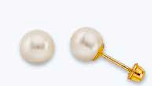 14KY Yellow Gold (Screw Back) pearl Stud Earrings