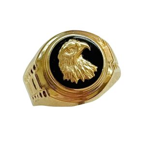 14KY Yellow Gold Eagle Anyx Men's Ring