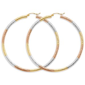 14K 3C Gold DC (Pair) Hoop Earrings