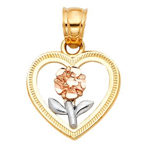 14K 3C Gold (Size 15mmx20mm) Flower Pendant