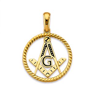 14KY Yellow (20mmx30mm) Gold Masonic Pendant