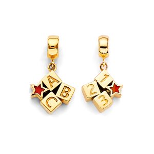 14KY Yellow Gold ABC Hanging Charm for Bracelet