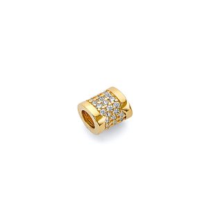 14KY Yellow Gold CZ Barriel Slider for Bangle