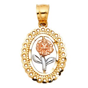 14K 3C Gold (Size 13mmx15mm) Flower Pendant