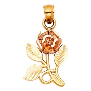 14K 2T Gold (Size 10mmx15) Flower Pendant