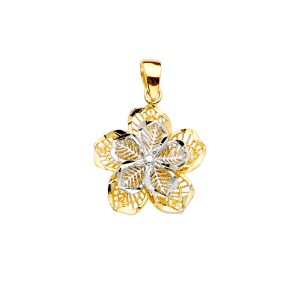 14K 2T Gold (Size 16mmx20mm) Flower Pendant