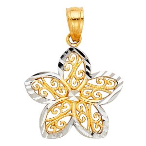 14K 2T Gold (Size 17mmx18mm) Flower Pendant
