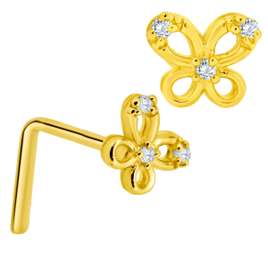 14KY Gold Butterfly CZ Nose Jewelry
