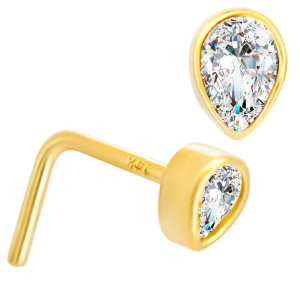 14KY Yellow Gold CZ Nose Jewelry