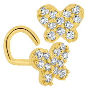 14KY Gold Butterfly CZ Nose Jewelry