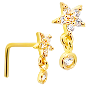 14k Gold CZ Nose Jewelry