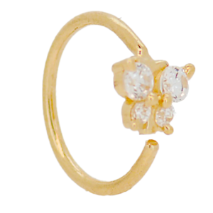 14KY Gold Butterfly CZ Nose Jewelry
