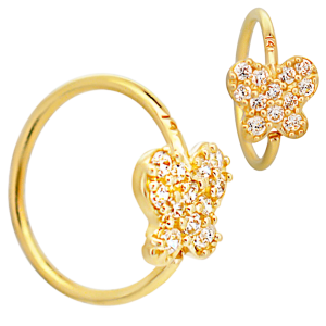 14KY Gold Butterfly CZ Nose Jewelry
