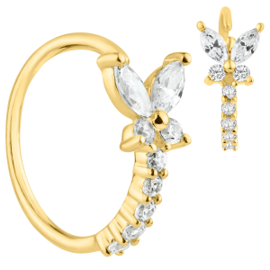 14KY Gold Butterfly CZ Nose Jewelry